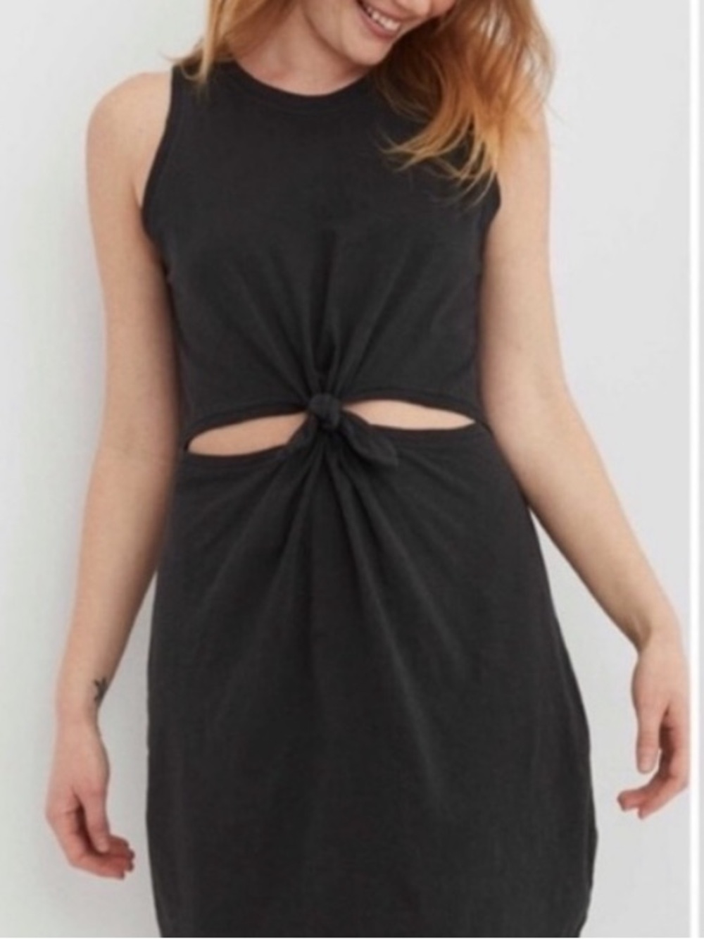 Ocean Drive ~ Black Knot-Front Sleeveless Tank Dress